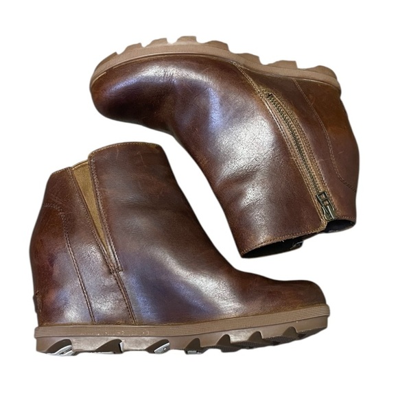 Sorel Joan of Arctic Wedge Zip Bootie Women's Size 8.5 NL3766-242 Brown Leather - Picture 7 of 10